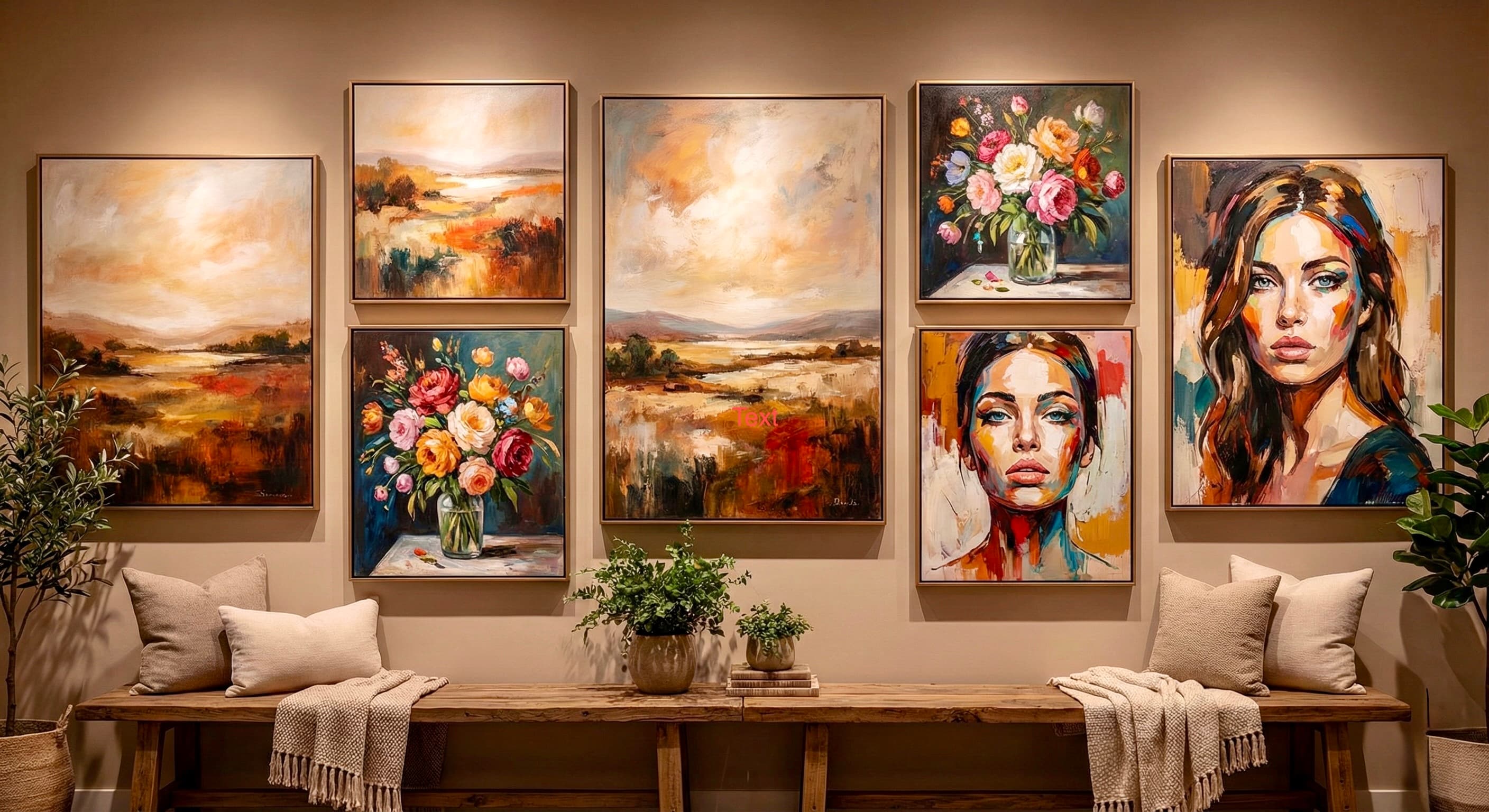 Gallery wall featuring a collection of canvas art prints