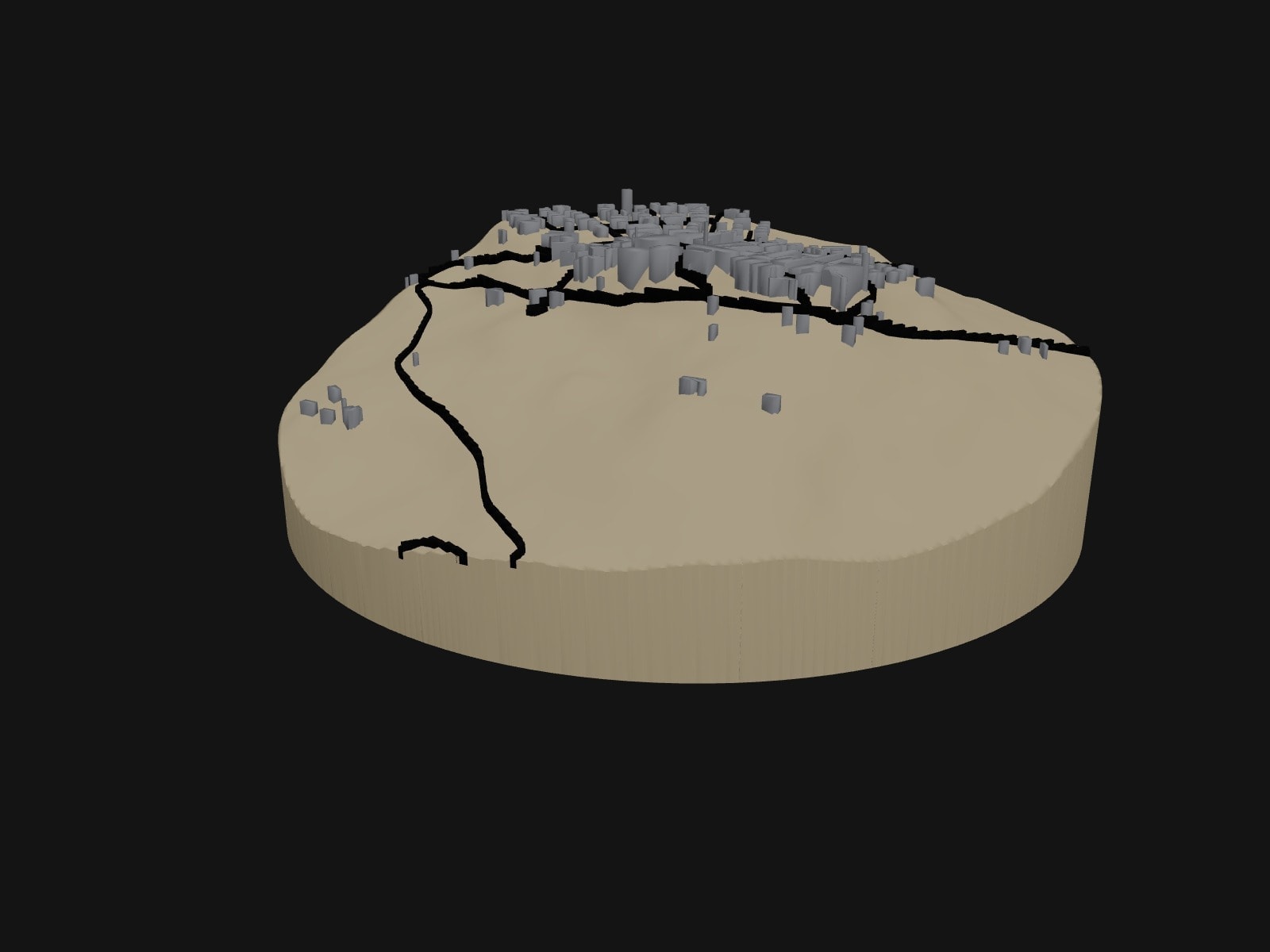 3D preview of the Pienza, Tuscany terrain model