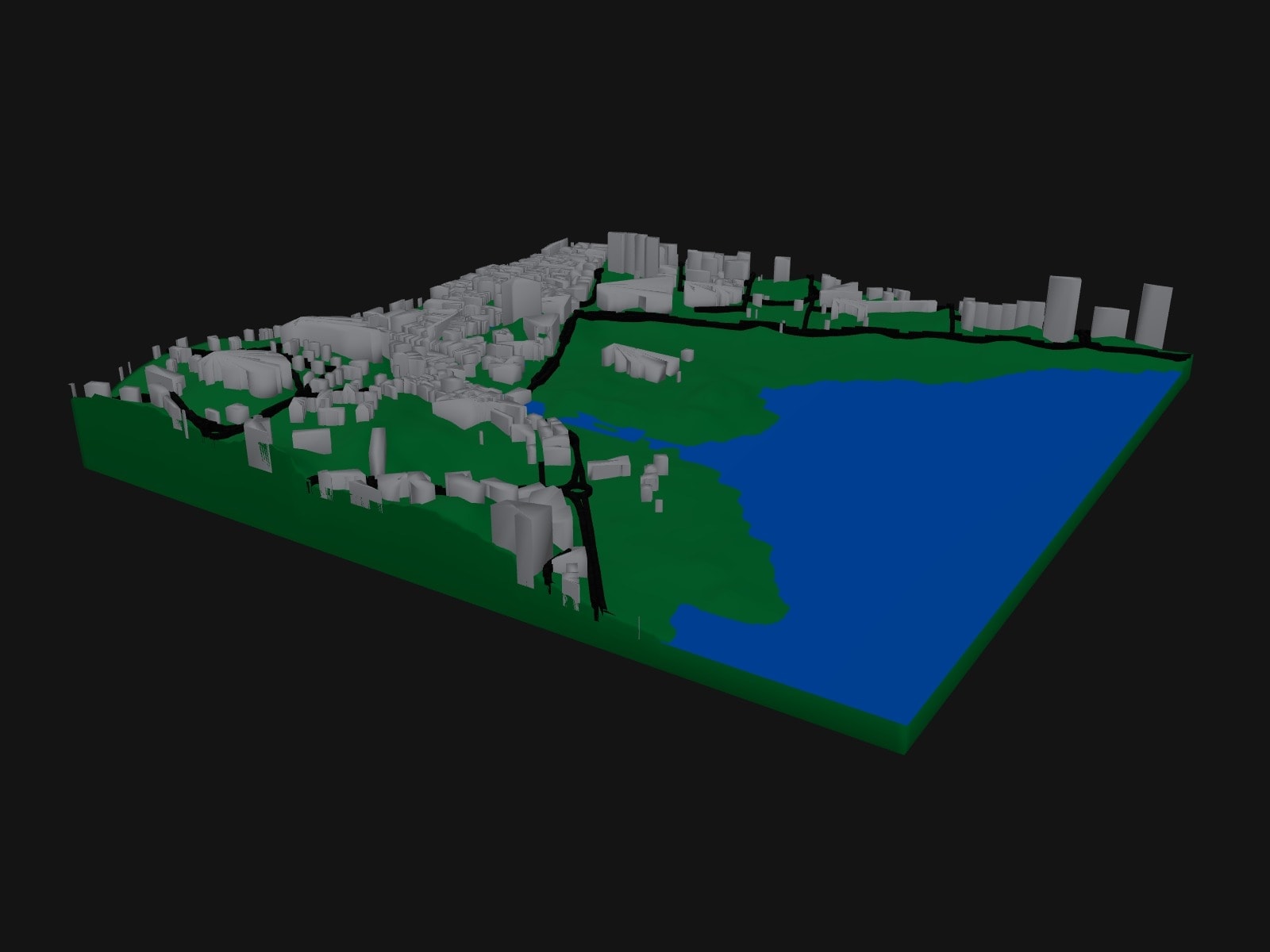 3D preview of the Annecy Old Town & Lake terrain model