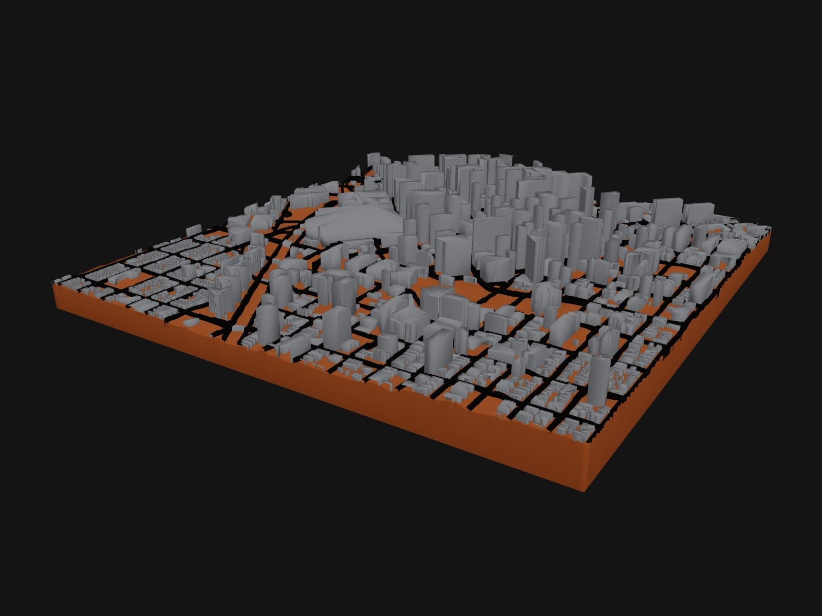 3D preview of the Downtown Denver terrain model