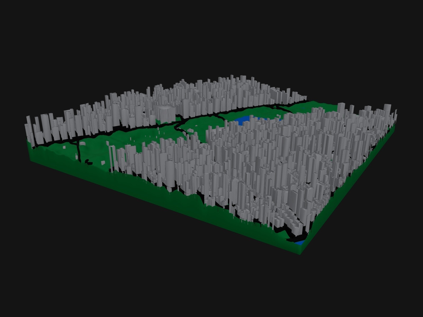 3D preview of the Central Park terrain model