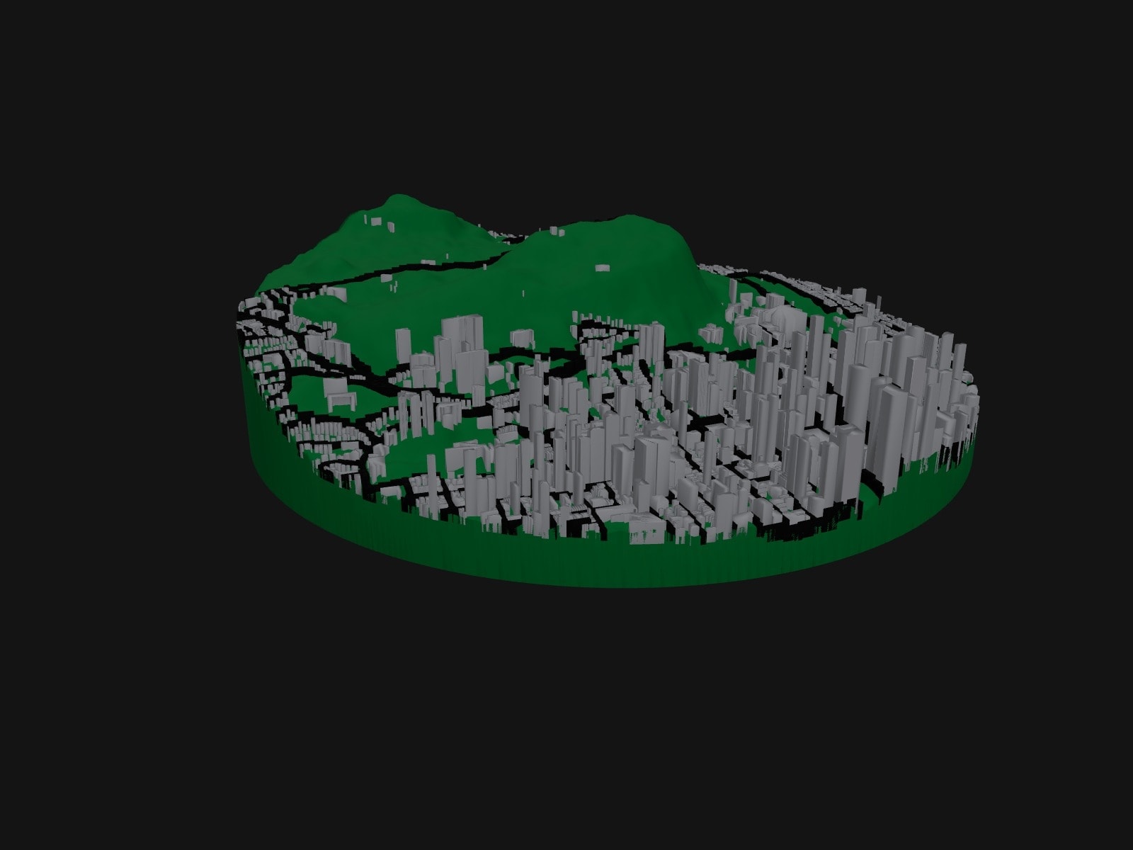 3D preview of the Mount Royal, Montréal terrain model