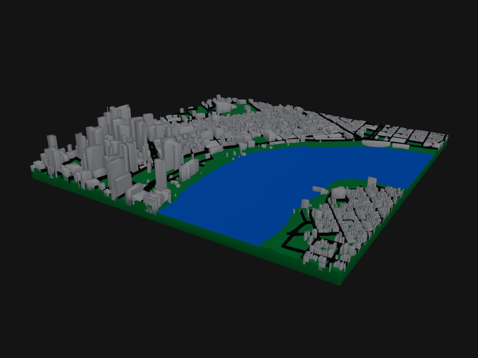 3D preview of the New Orleans French Quarter terrain model
