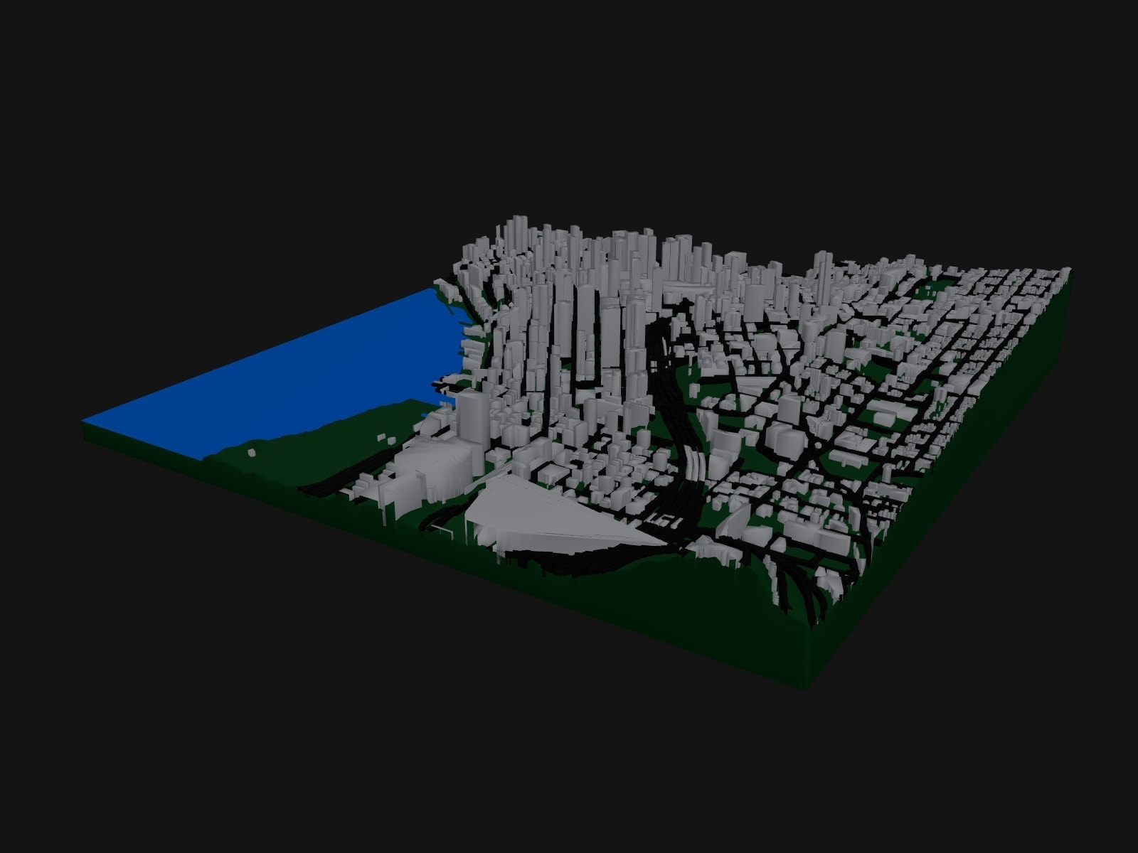3D preview of the Seattle & Elliott Bay terrain model