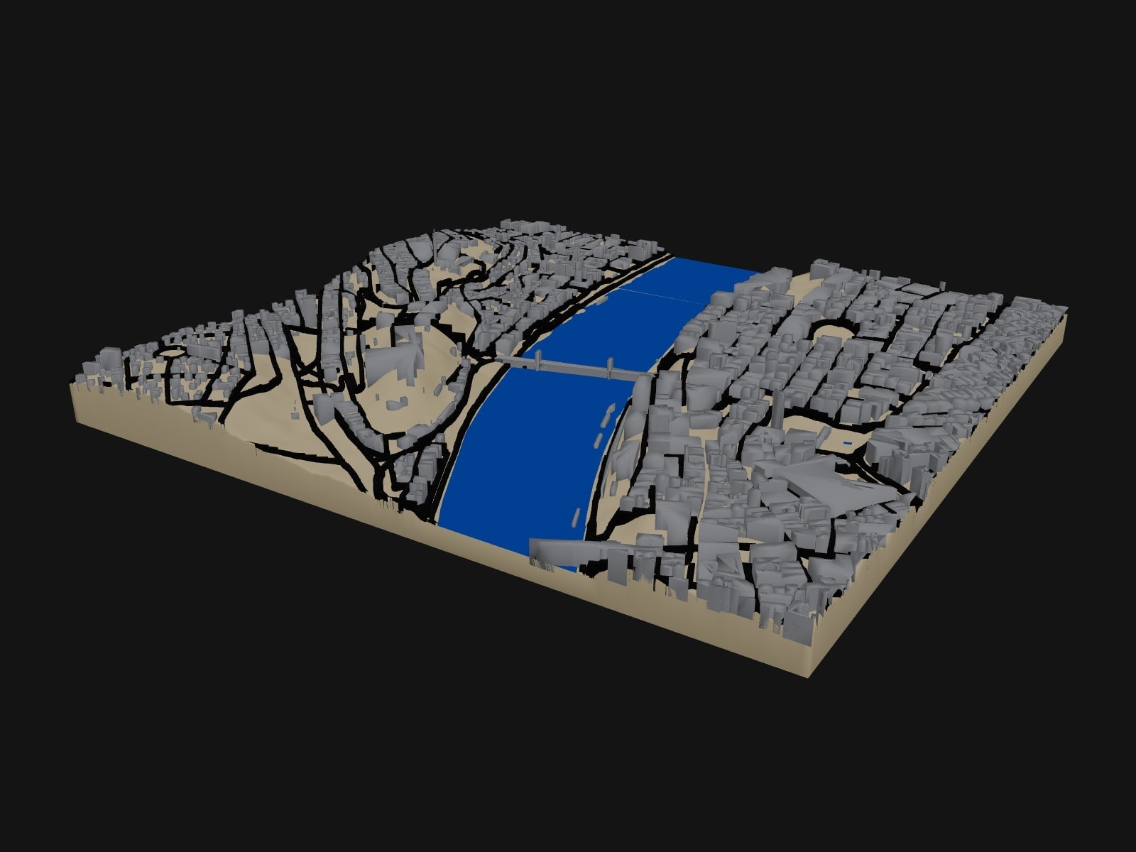 3D preview of the Budapest, Chain Bridge & Castle Hill terrain model