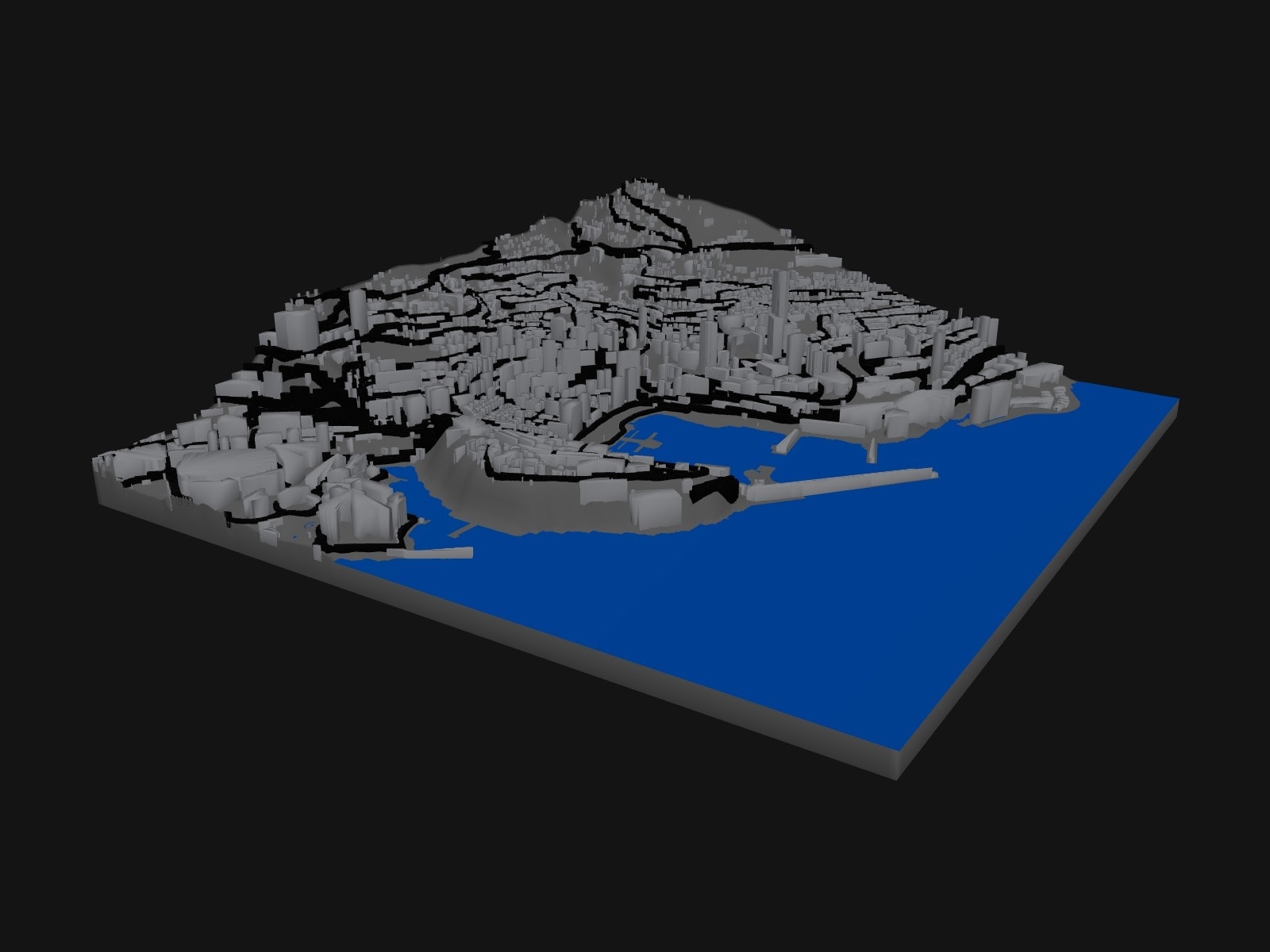 3D preview of the Monaco — Monte-Carlo & Le Rocher terrain model