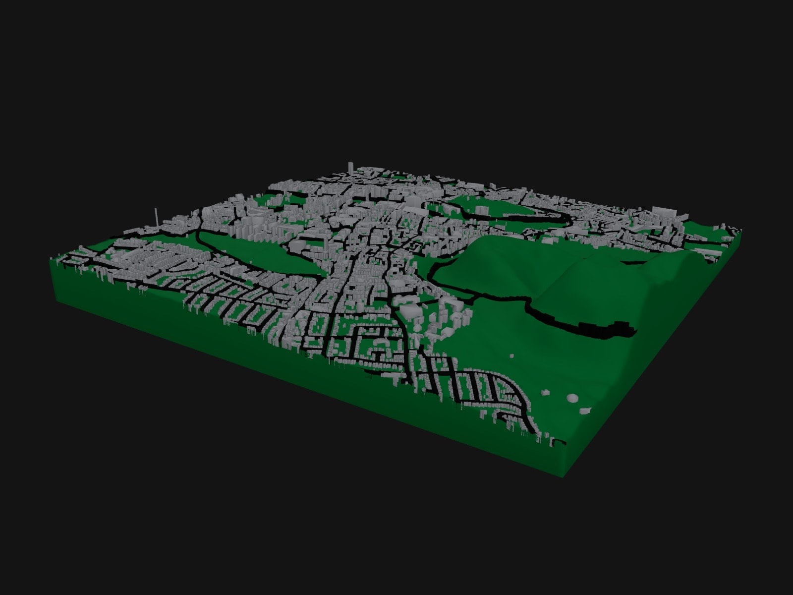 3D preview of the Edinburgh — Castle Rock to Arthur's Seat terrain model