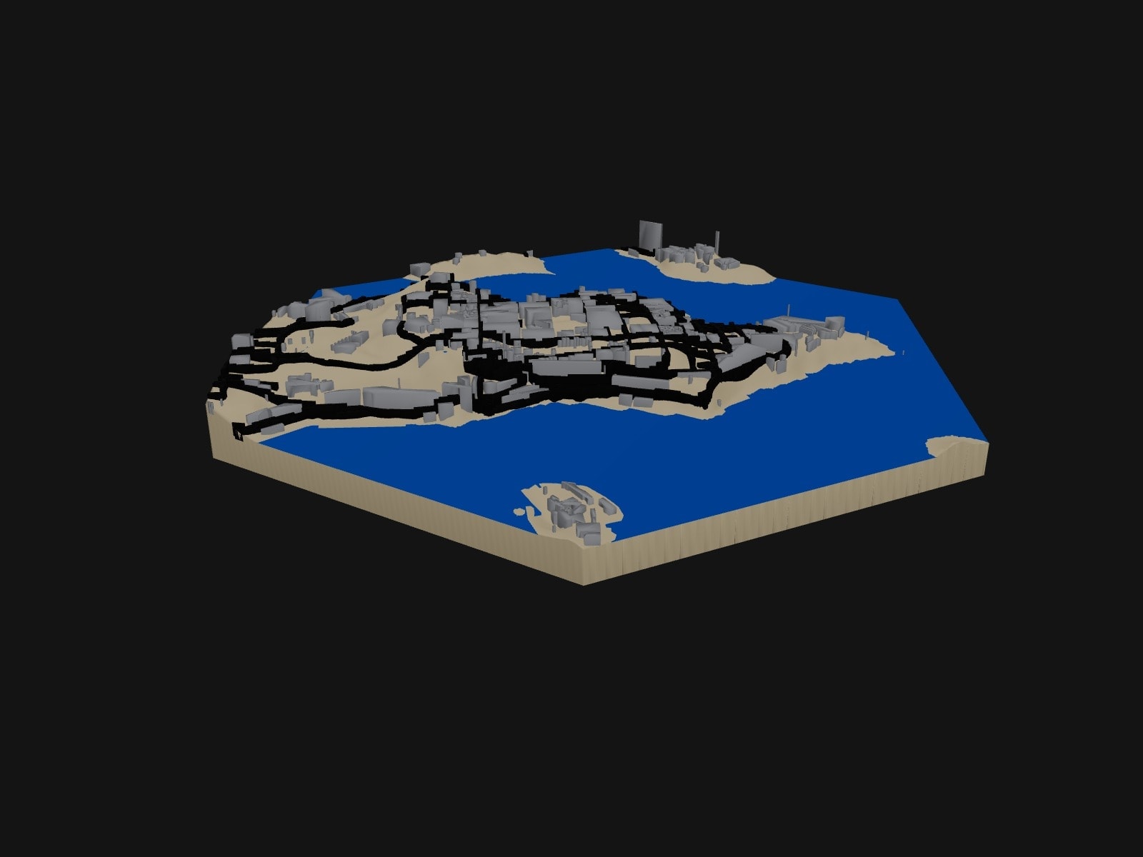 3D preview of the Valletta, Malta terrain model
