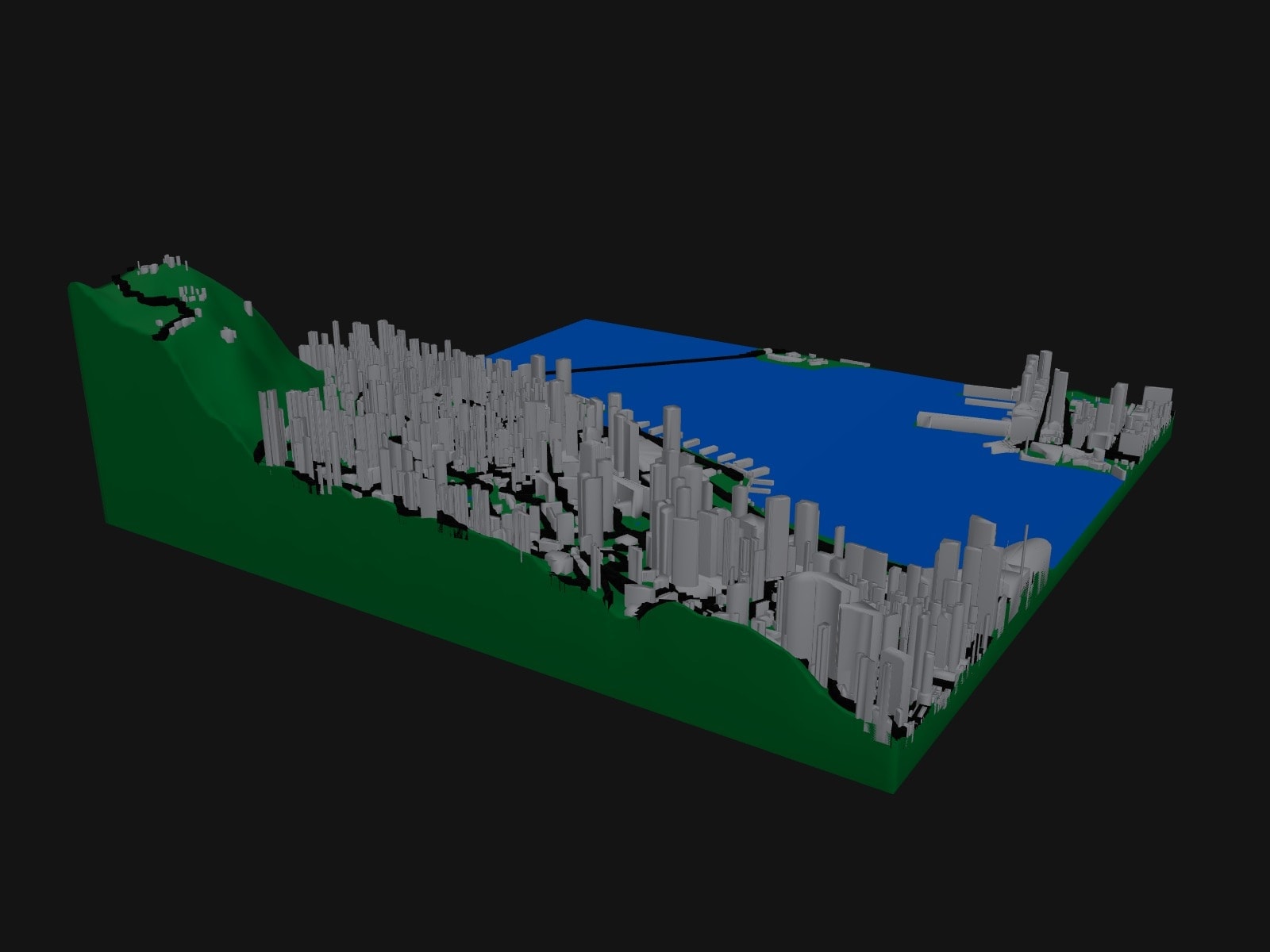 3D preview of the Hong Kong, Victoria Harbour terrain model