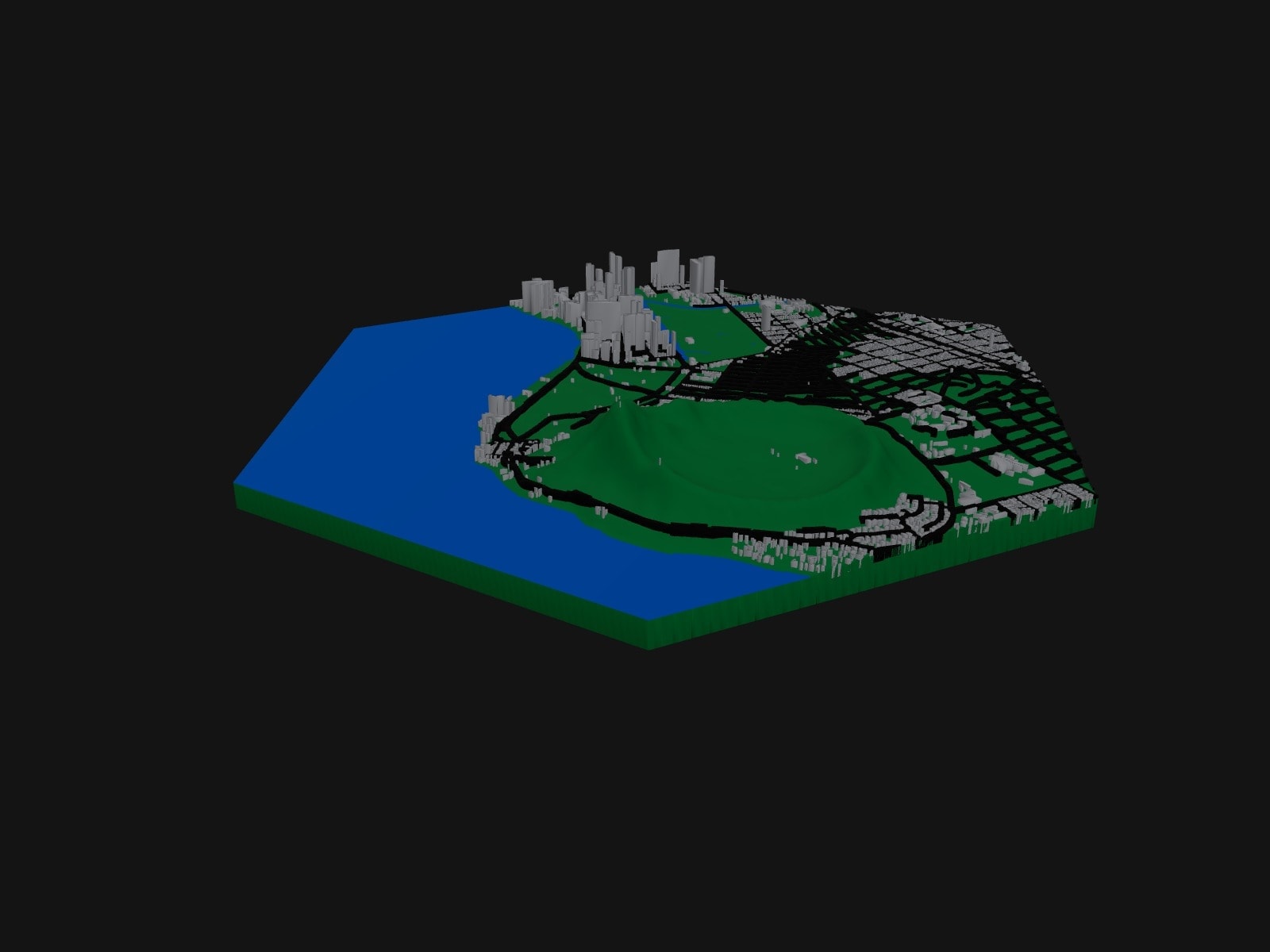 3D preview of the Waikiki & Diamond Head terrain model