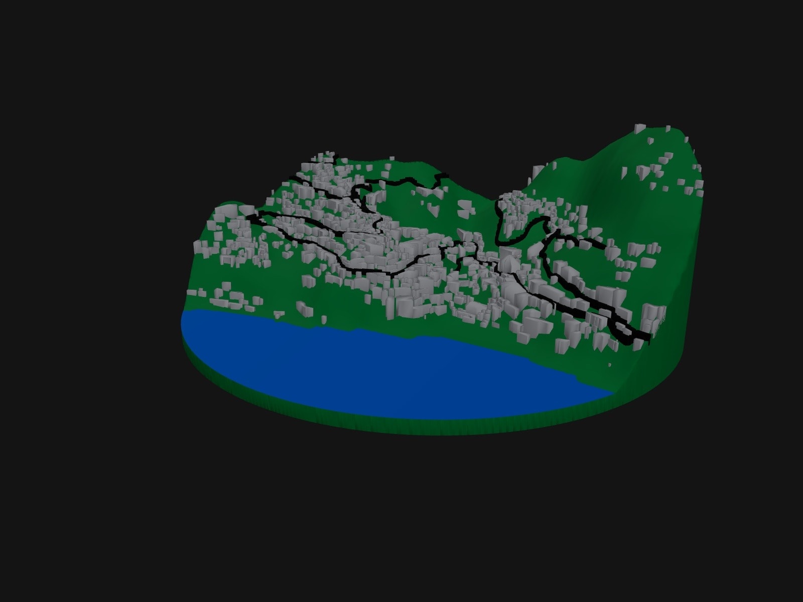 3D preview of the Positano, Amalfi Coast terrain model