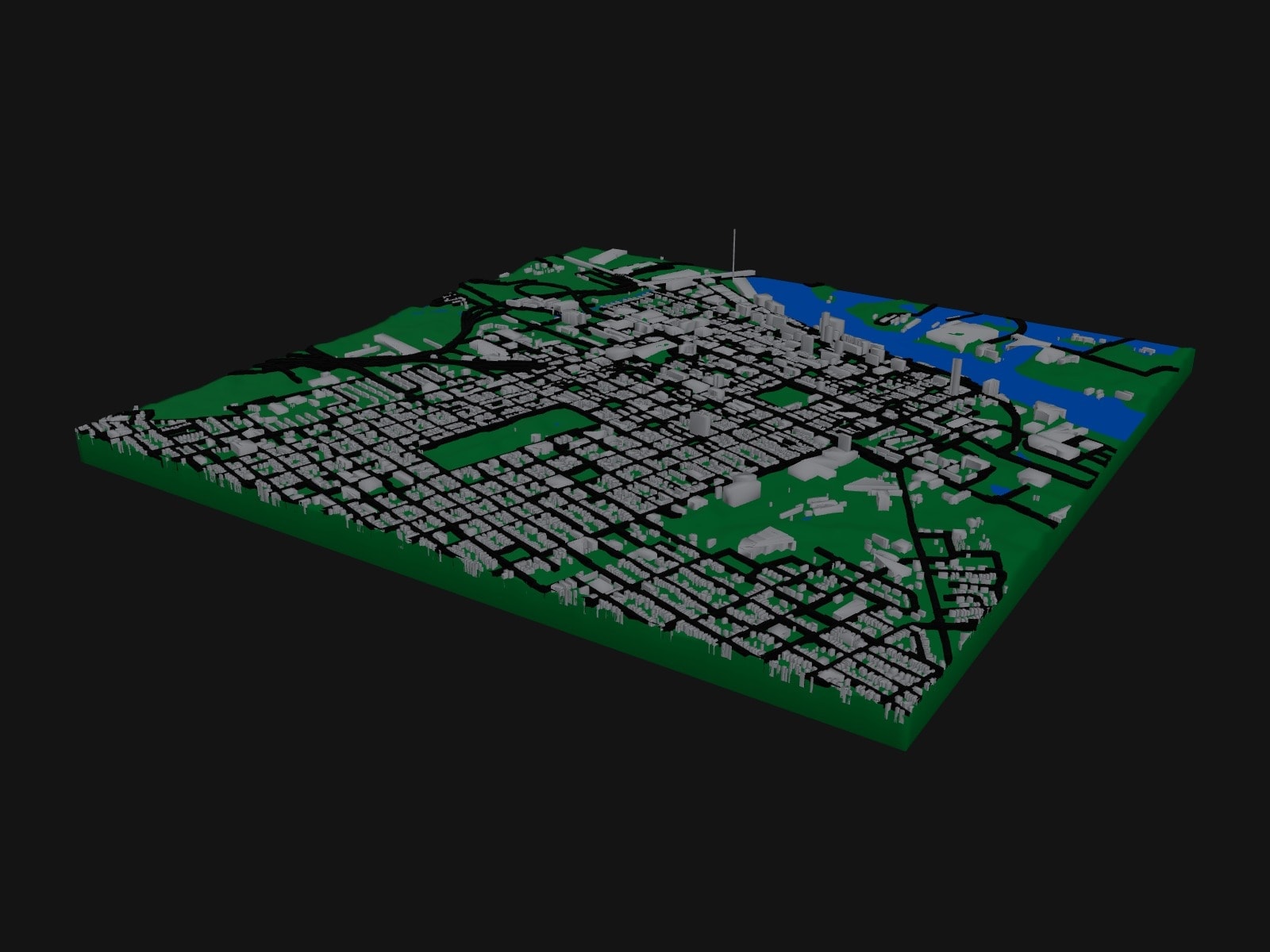 3D preview of the Savannah Historic District terrain model