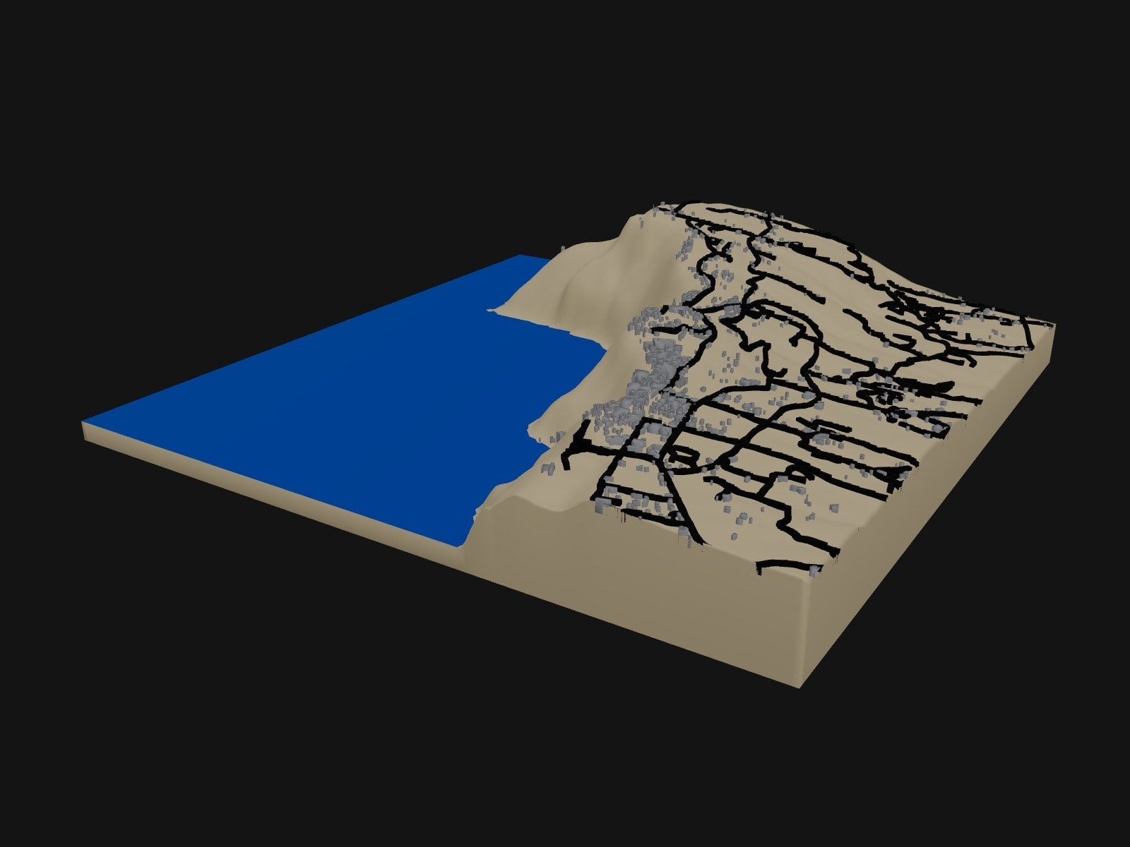 3D preview of the Santorini — Fira & Imerovigli terrain model